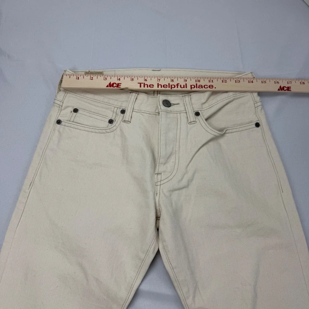 J.Crew 484 Slim Fit Selvedge Jeans Mens 28x30 Cream Off-White Extra Narrow Leg